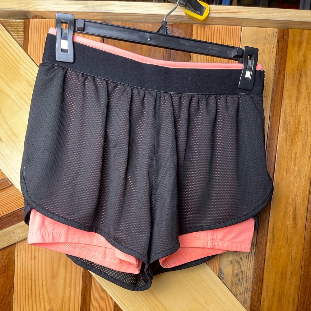 Ambiance Women’s Athletic Shorts - Size Small - Black Mesh Overlay